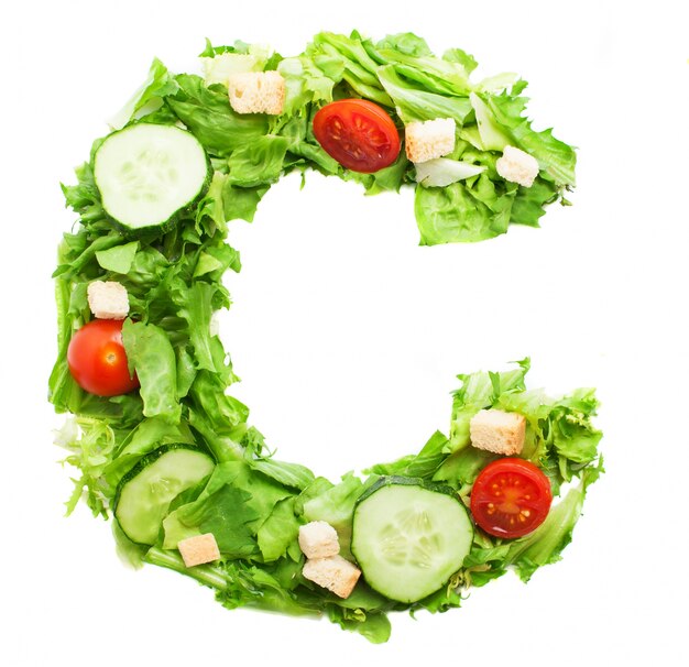 Delicious letter c with tomatoes