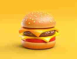 Free photo delicious looking 3d burger with simple background