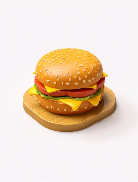 Free photo delicious looking 3d burger with simple background