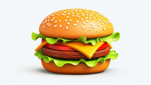 Free photo delicious looking 3d burger with simple background