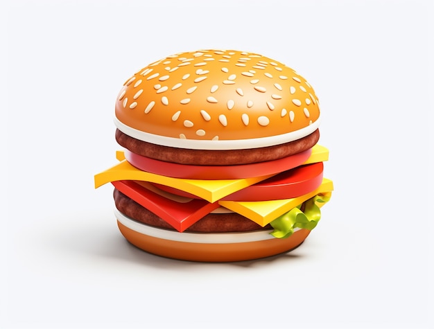 Hamburger 3d dall'aspetto delizioso con sfondo semplice