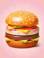 Free photo delicious looking 3d burger with simple background