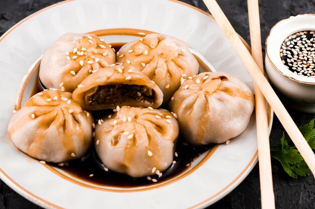 delicious meat dumplings closeup