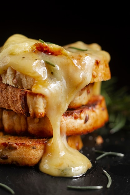 Delicious melted cheese snack