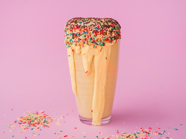 Free photo delicious milkshake with sprinkles