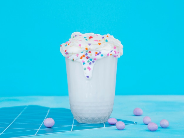 Free photo delicious milkshake with sprinkles