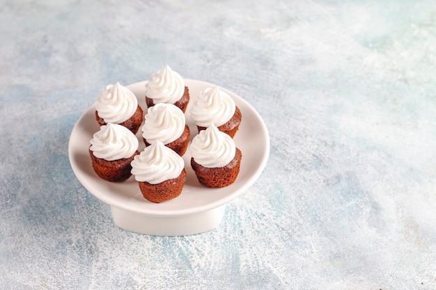 Delicious mini chocolate cupcakes.