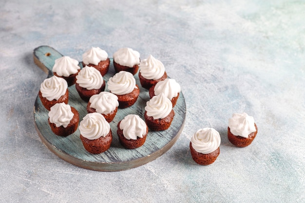 Delicious mini chocolate cupcakes.