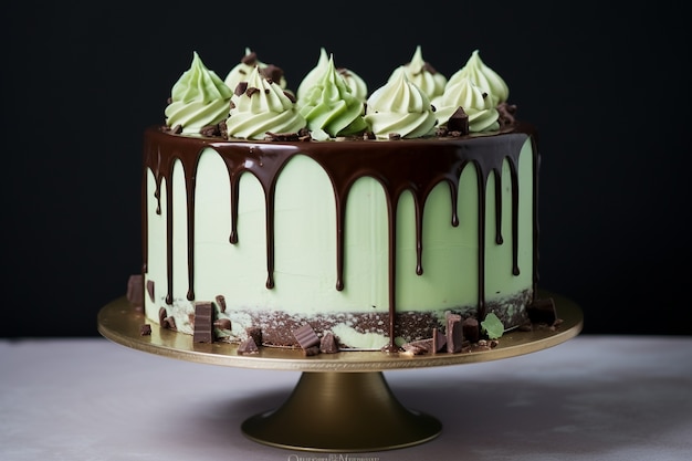 Delicious mint cake with icing