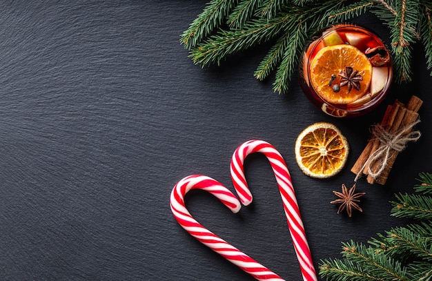 Delicious mulled wine concept with copy space