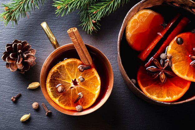 Delicious mulled wine drink concept