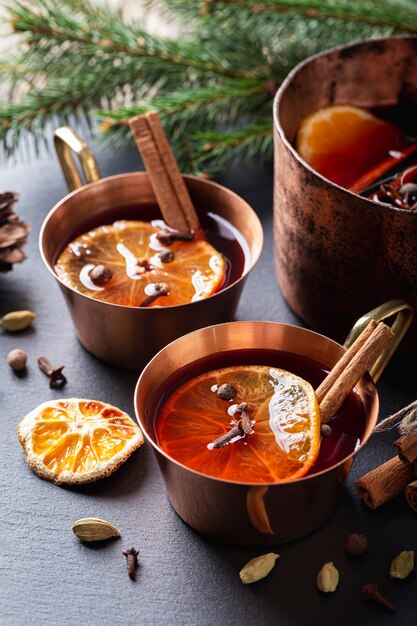 Delicious mulled wine drink concept