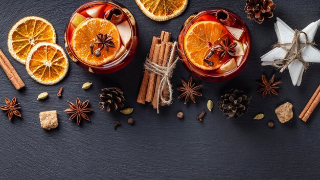 Delicious mulled wine drink concept