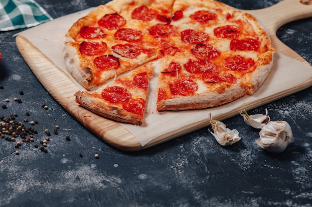 Delicious neapolitan pizza on a board