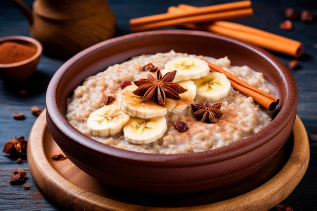 Free photo delicious oatmeal with banana