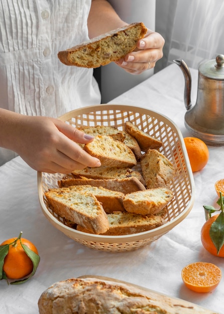 Free photo delicious orange bun on table