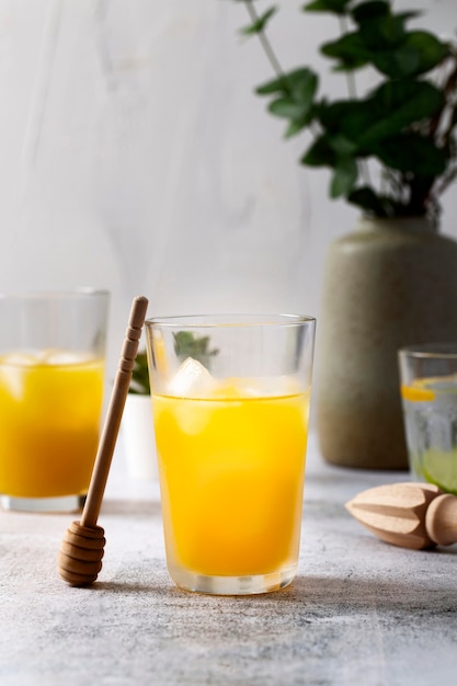 Delicious orange drink with ice