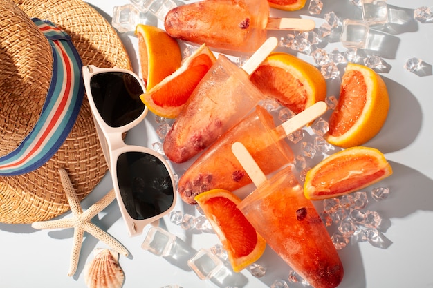 Delicious orange ice cream pop stickles