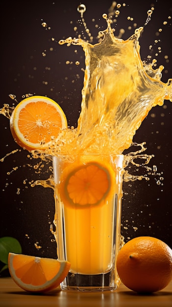 Delicious orange juice glass