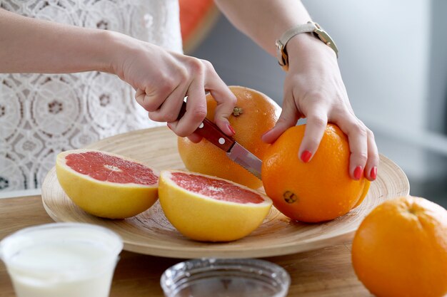 Delicious oranges on the table