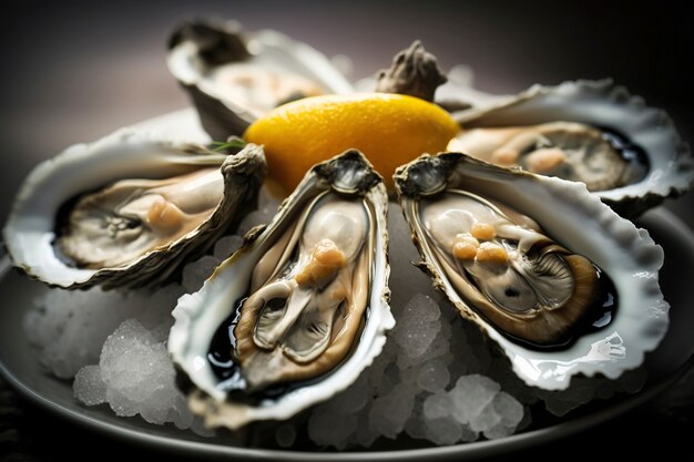 Delicious oysters on ice arrangement