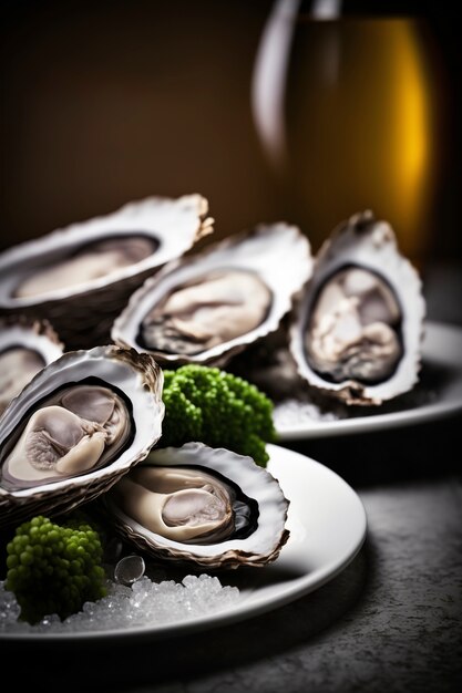 Delicious oysters on ice arrangement