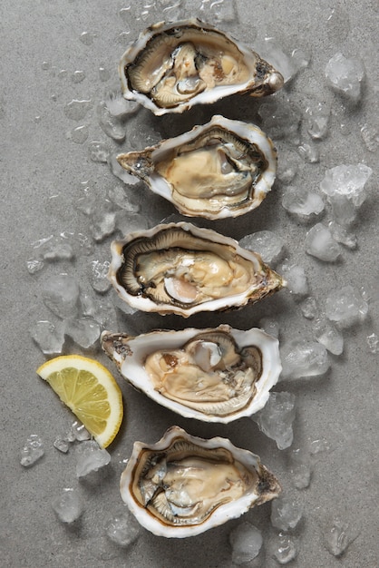 Delicious  oysters ready to eat still life