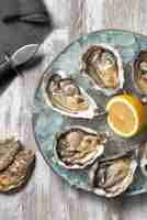 Free photo delicious  oysters ready to eat still life