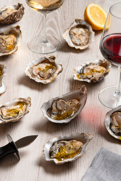 Free photo delicious  oysters ready to eat still life