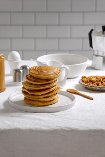 Delicious Pancakes Topped with Peanut Butter – Free Stock Photo Download