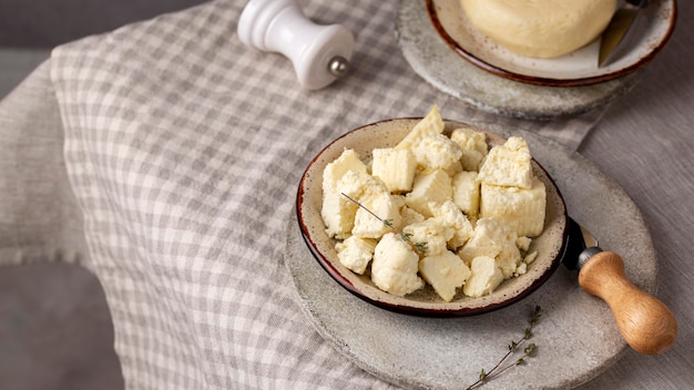 Free photo delicious paneer cheese assortment