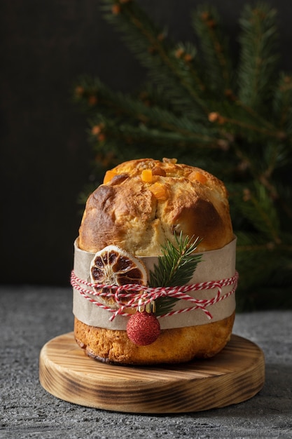 Delicious panettone and branches