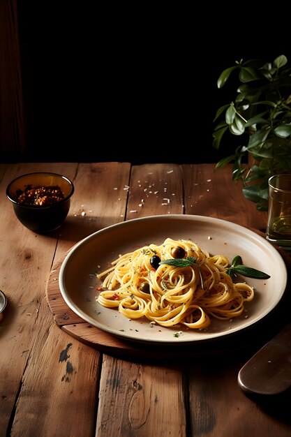 Delicious pasta on plate