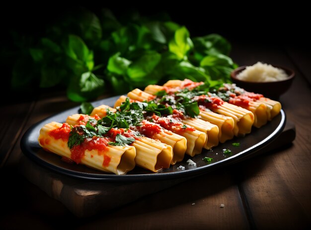 Delicious pasta on plate