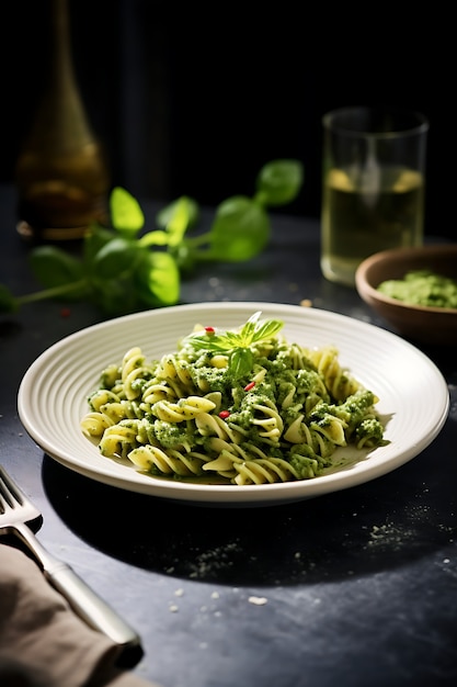 Delicious pasta on plate