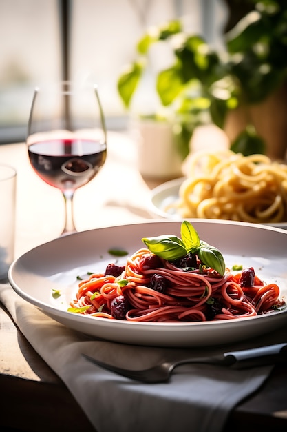 Foto gratuita deliziosa pasta sul piatto