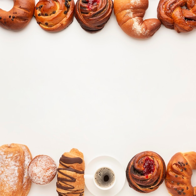 Free photo delicious pastry assortment copy space