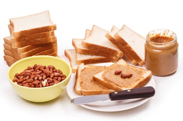 Delicious peanut butter on the table