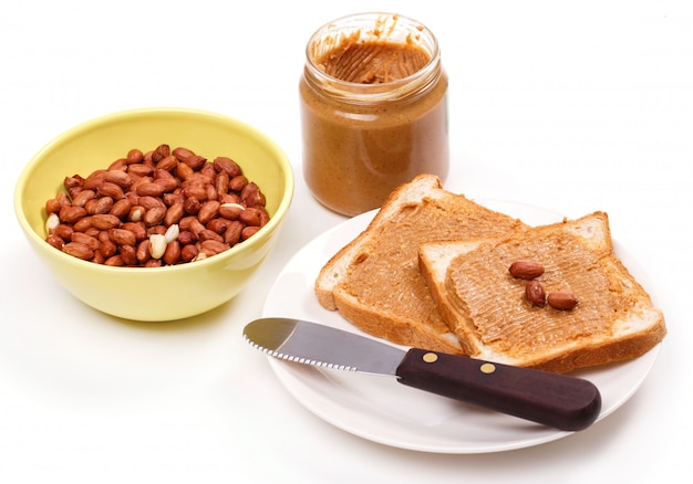 Delicious peanut butter on the table