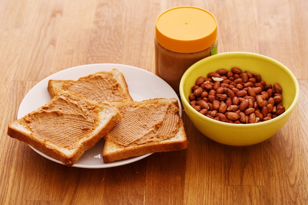 Delicious peanut butter on a toast