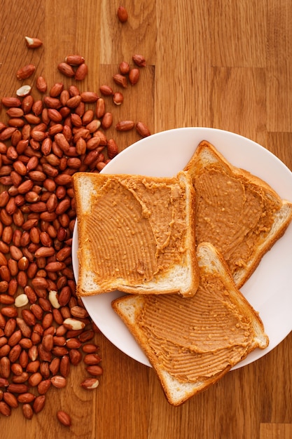 Delicious peanut butter on a toast