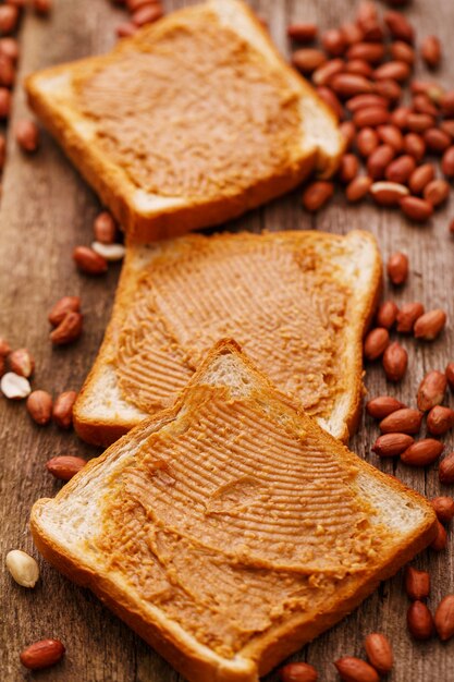 Delicious peanut butter on a toast