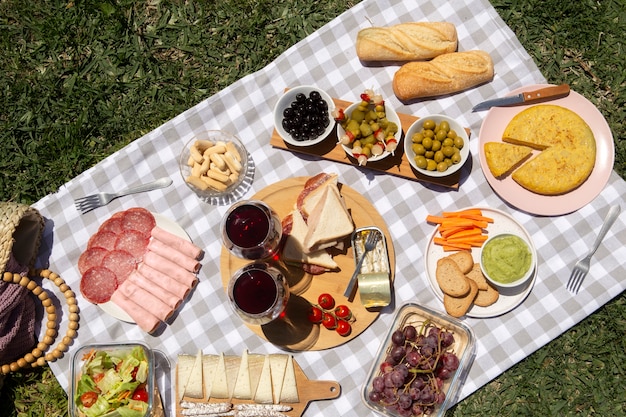 Foto gratuita deliziosa natura morta da picnic