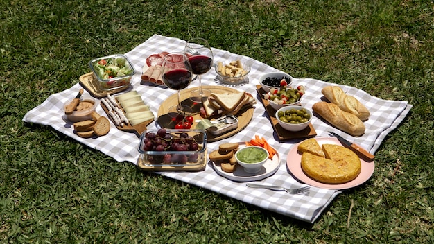 Foto gratuita deliziosa natura morta da picnic