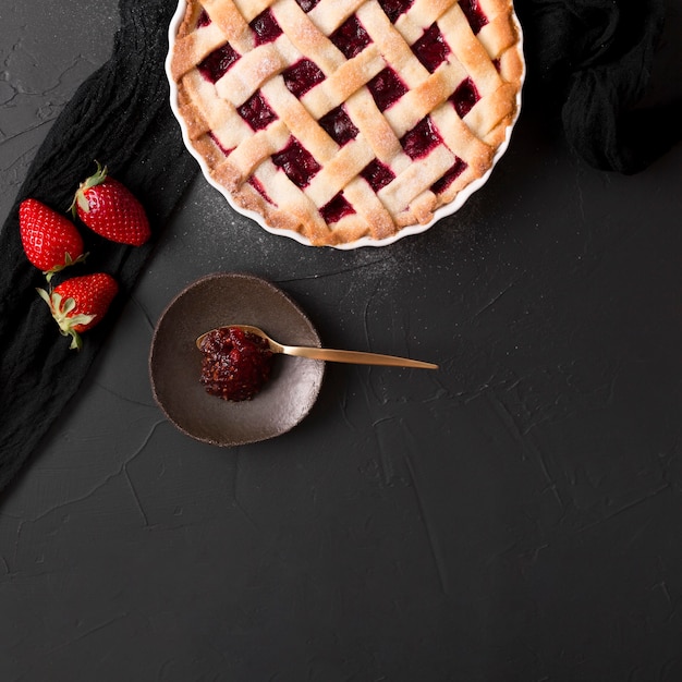 무료 사진 맛있는 파이와 딸기 과일 버터