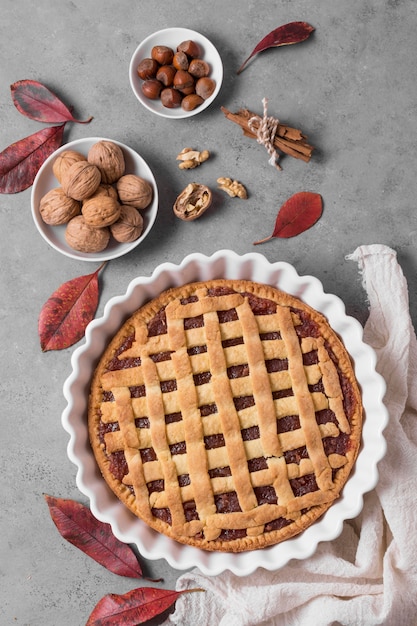 Free photo delicious pie and nuts arrangement