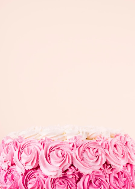 Delicious pink cake with copy-space