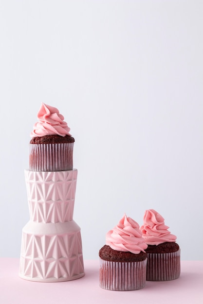 Delicious pink cupcakes assortment