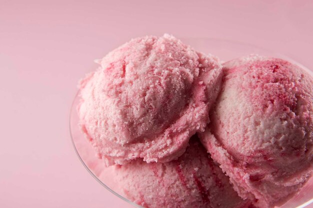 Delicious pink ice cream still life