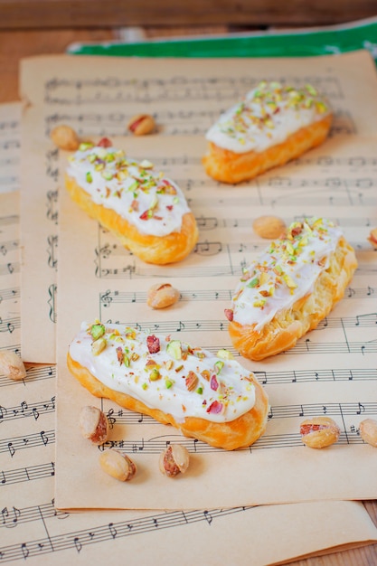 Delicious pistachio eclairs